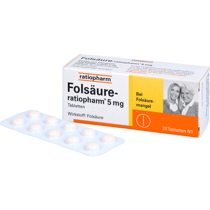 Folsäure-ratiopharm 5 mg Tbl., 20 pcs. Tablets