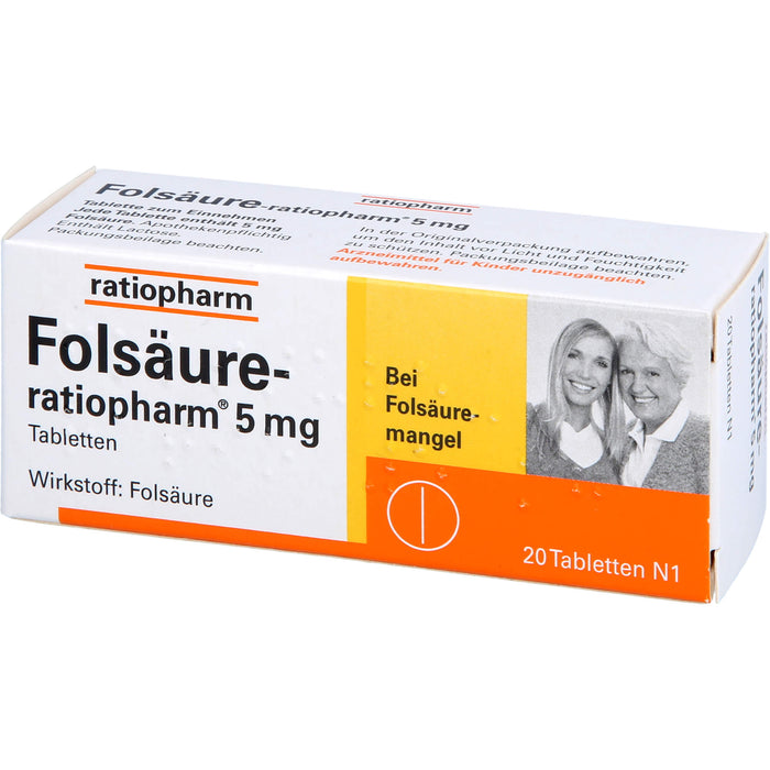 Folsäure-ratiopharm 5 mg Tbl., 20 pcs. Tablets