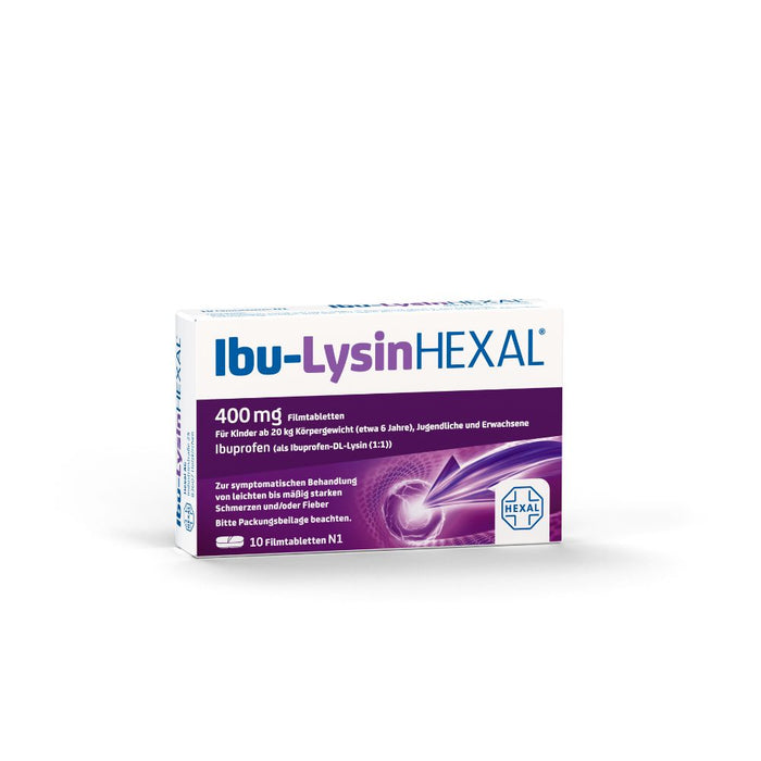 Ibu-Lysin Hexal 400 mg Filmtabletten bei Schmerzen und Fieber, 10 pcs. Tablets