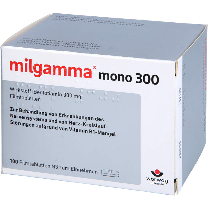 milgamma mono 300 Filmtabletten bei Erkrankungen des Nervensystems und von Herz-Kreislauf-Störungen, 100 pc Tablettes