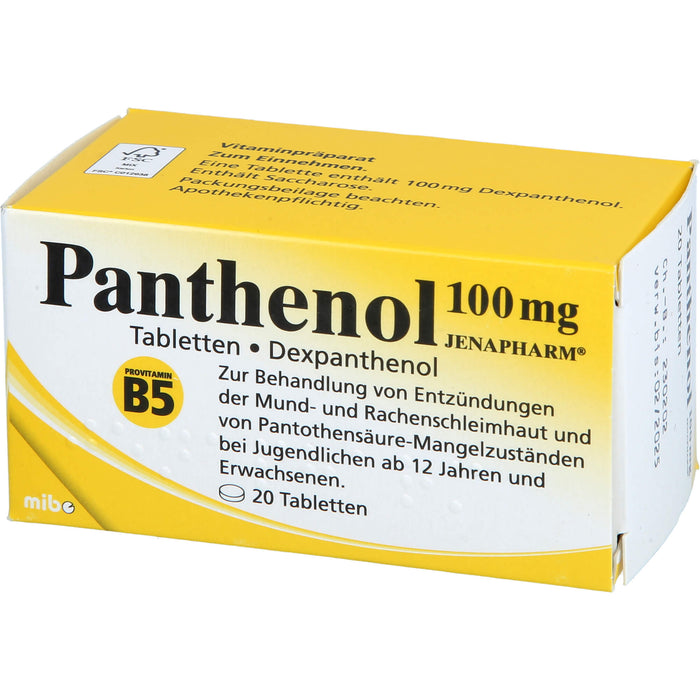 Panthenol 100 mg JENAPHARM Tabletten, 20 St. Tabletten