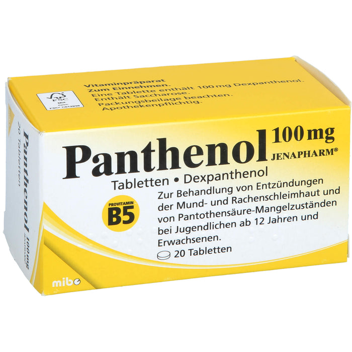 Panthenol 100 mg JENAPHARM Tabletten, 20 pcs. Tablets