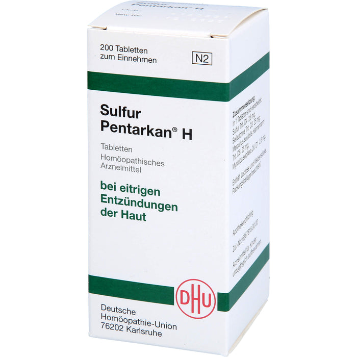 DHU Sulfur Pentarkan H Tabletten bei eitrigen Entzündungen der Haut, 200 pcs. Tablets