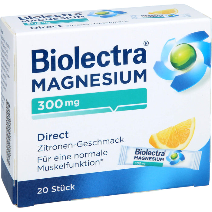 Biolectra Magnesium 300 mg direct Zitronengeschmack Pellets in Sticks, 20 St. Beutel