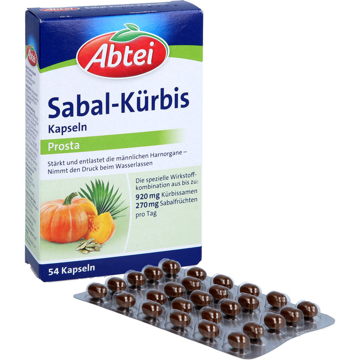 Abtei Sabal-Kürbis Prosta stärkt und entlastet die männlichen Harnorgane, 54 pcs. Capsules