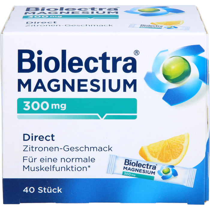 Biolectra Magnesium 300 mg direct Zitronengeschmack Pellets in Sticks, 40 pc Sachets