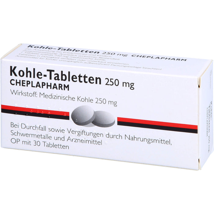 Kohle-Tabletten 250 mg bei Durchfall, 30 pcs. Tablets