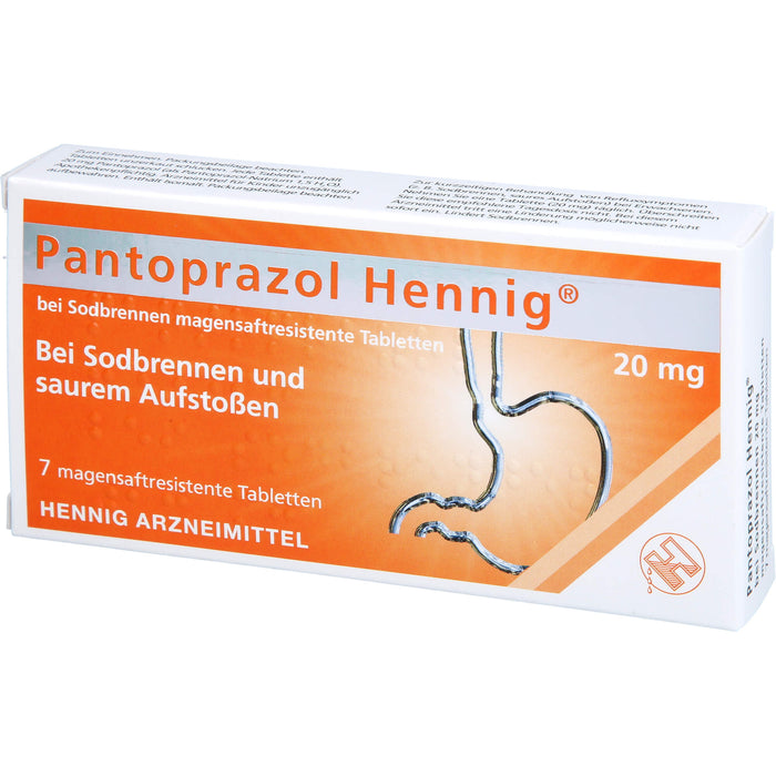 Pantoprazol Hennig 20 mg Tabletten bei Sodbrennen, 7 pcs. Tablets