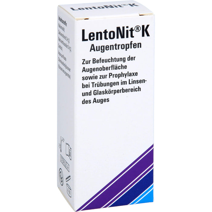 Lento Nit K Augentropfen zur Befeuchtung der Augenoberfläche sowie zur Prophylaxe bei Trübungen im Linsen- und Glaskörperbereich des Auges, 10 ml Solution