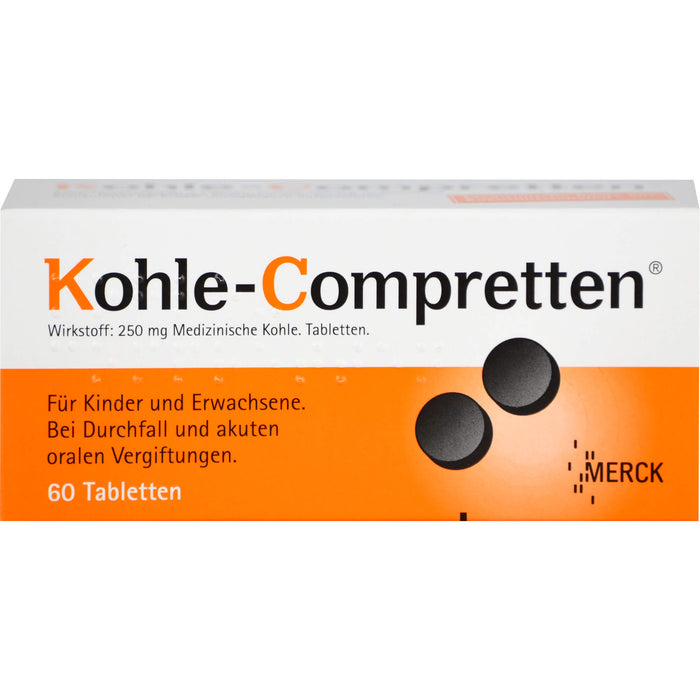 Kohle-Compretten Tabletten bei oralen Vergiftungen und Durchfall, 60 St. Tabletten