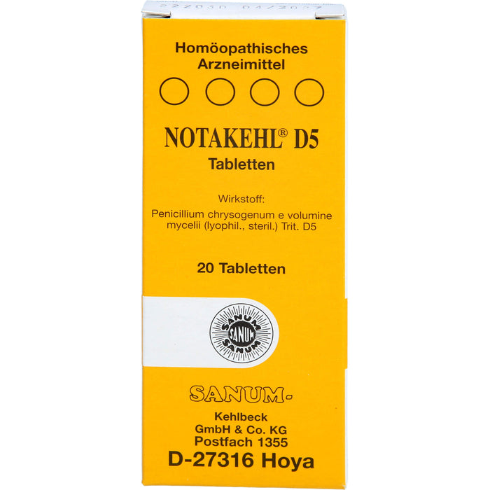 NOTAKEHL D5 Tabletten, 20 pc Tablettes