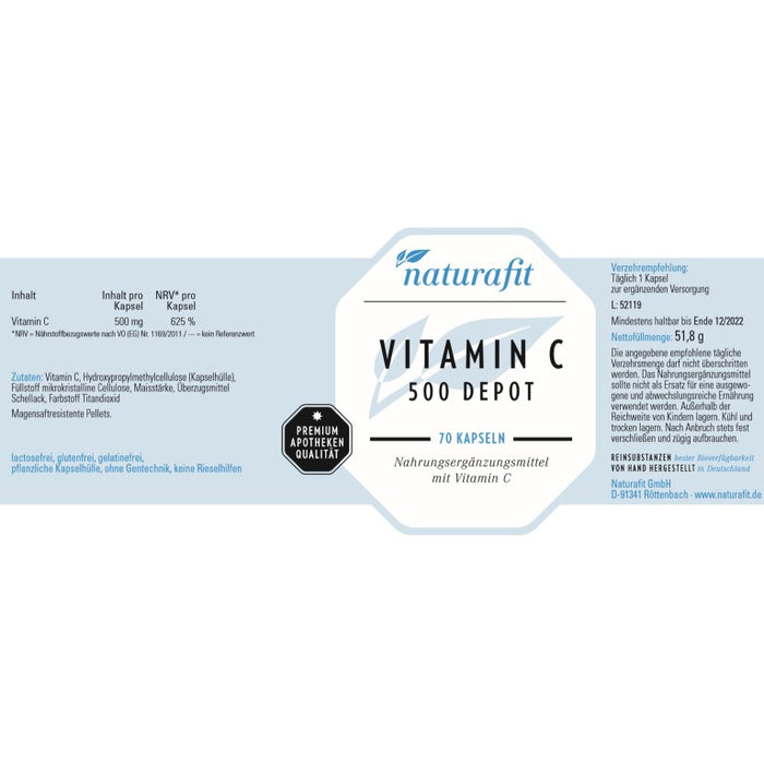 naturafit Vitamin C 500 Depot Kapseln, 70 pc Capsules