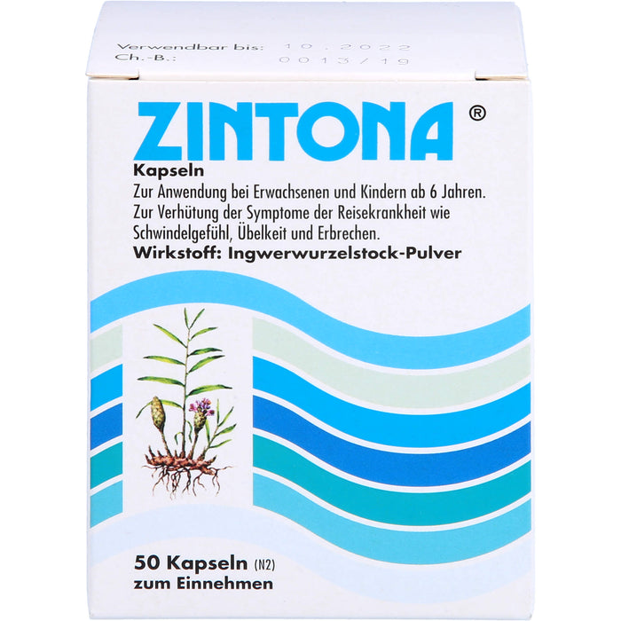 Zintona Kapseln zur Verhütung der Symptome der Reisekrankheit, 50 pc Capsules