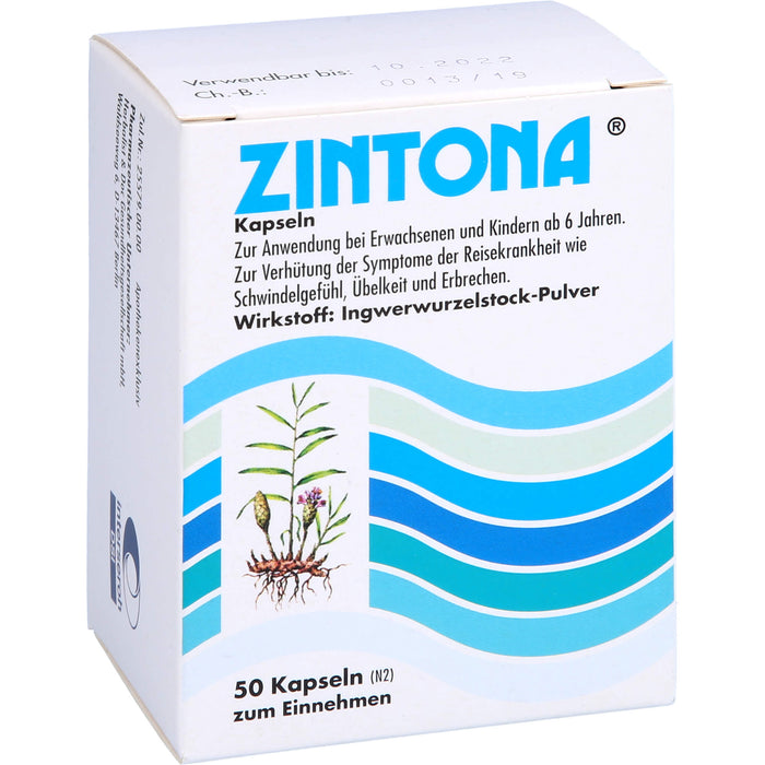 Zintona Kapseln zur Verhütung der Symptome der Reisekrankheit, 50 pc Capsules