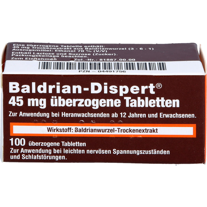 Baldrian-Dispert 45 mg überzogene Tabletten, 100 pcs. Tablets