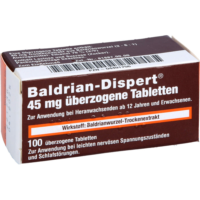 Baldrian-Dispert 45 mg überzogene Tabletten, 100 pc Tablettes