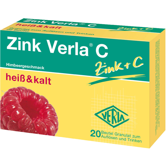 Zink Verla C Himbeer-Geschmack heiß & kalt Granulat, 20 pcs. Sachets