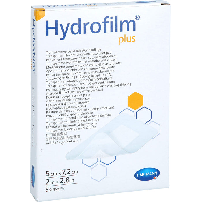 Hydrofilm Plus Transparentverband 5 x 7,2 cm, 5 St. Wundauflagen