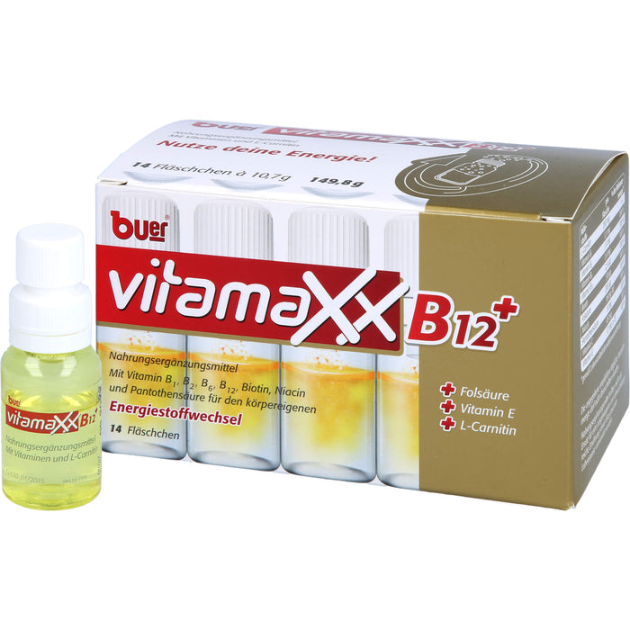 buer Vitamaxx B12+ Fläschchen zur Unterstützung des körpereigenen Energiestoffwechsel, 14 St. Lösung