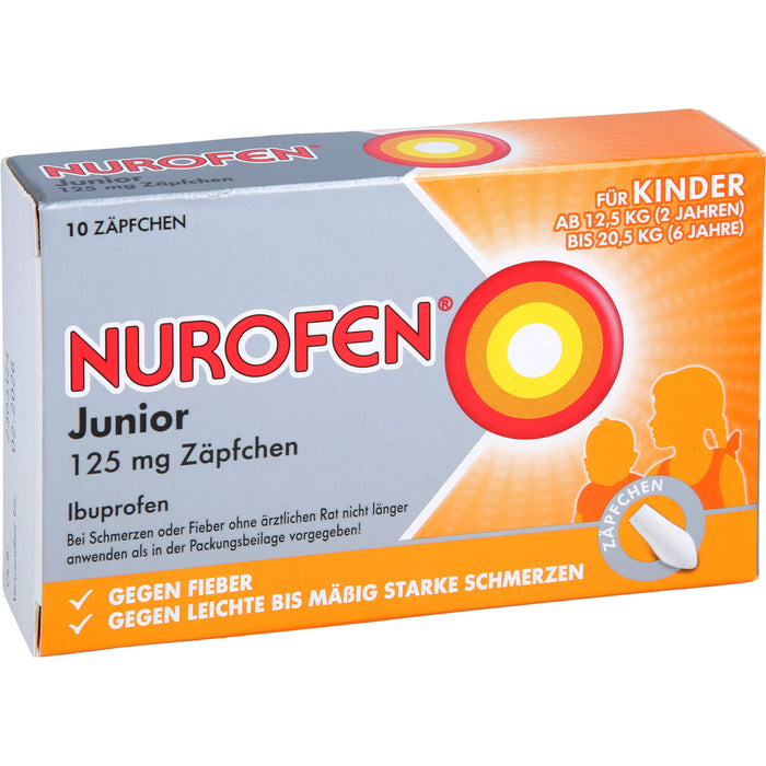 Nurofen Junior 125 mg Zäpfchen bei Fieber & Schmerzen ab 2 Jahren, 10 St. Zäpfchen