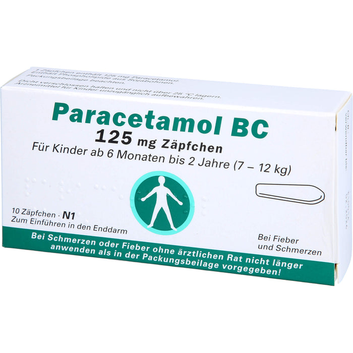 Paracetamol BC 125 mg Zäpfchen bei Fieber und Schmerzen, 10 pcs. Suppositories