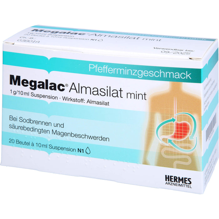 Megalac Almasilat mint 1 g/10 ml Suspension Beutel, 20X10 ml SUS