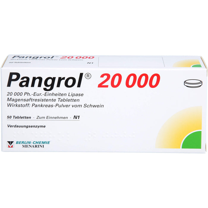 Pangrol 20 000 Ph.-Eur.-Einheiten Lipase Tabletten, 50 St. Tabletten