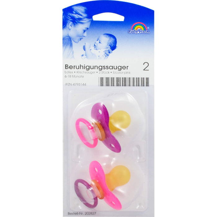 Baby-Frank Beruhigungssauger 2 Latex Kirsch bicolor-pink 6-18 Monate, 2 pcs. Aspirator