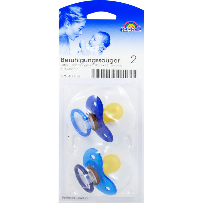 Beruhigungssauger Kirsch Latex 6-18M bicolor-blau, 2 pcs. Aspirator