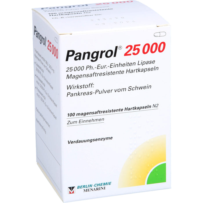 Pangrol 25 000, 25 000 Ph.-Eur.-Einheiten Lipase Magensaftresistente Hartkapseln, 100 pcs. Capsules