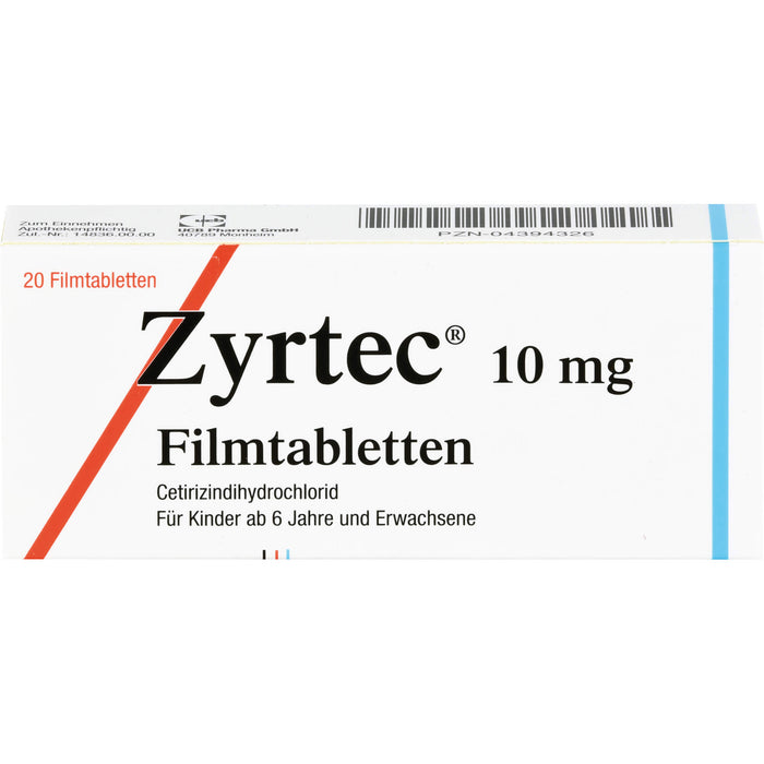 Zyrtec 10 mg Beragena Filmtabletten bei Allergien, 20 pc Tablettes