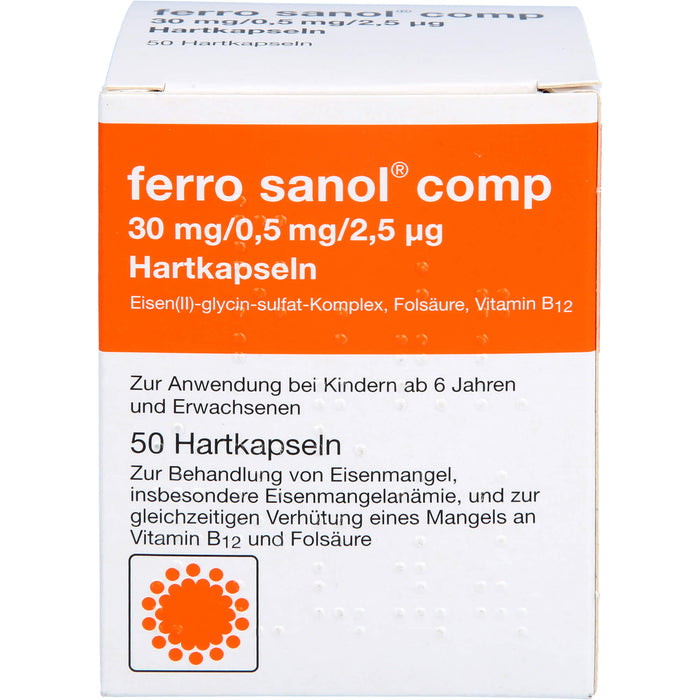 ferro sanol comp 30 mg / 0,5 mg / 2,5 µg Hartkapseln bei Eisenmangel, 50 pcs. Capsules