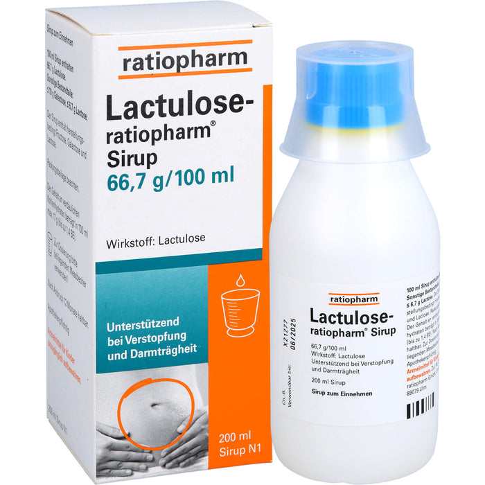 Lactulose-ratiopharm Sirup unterstützend bei Verstopfung und Darmträgheit, 200 ml Solution