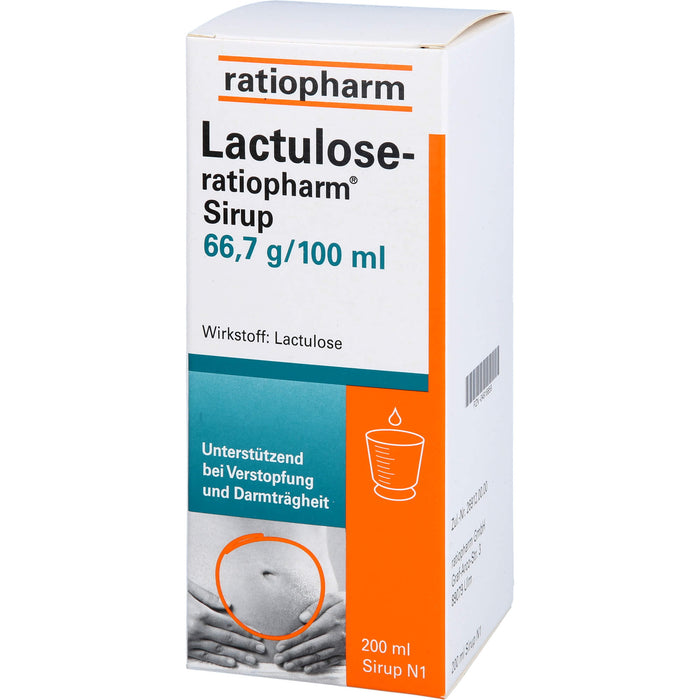 Lactulose-ratiopharm Sirup unterstützend bei Verstopfung und Darmträgheit, 200 ml Lösung