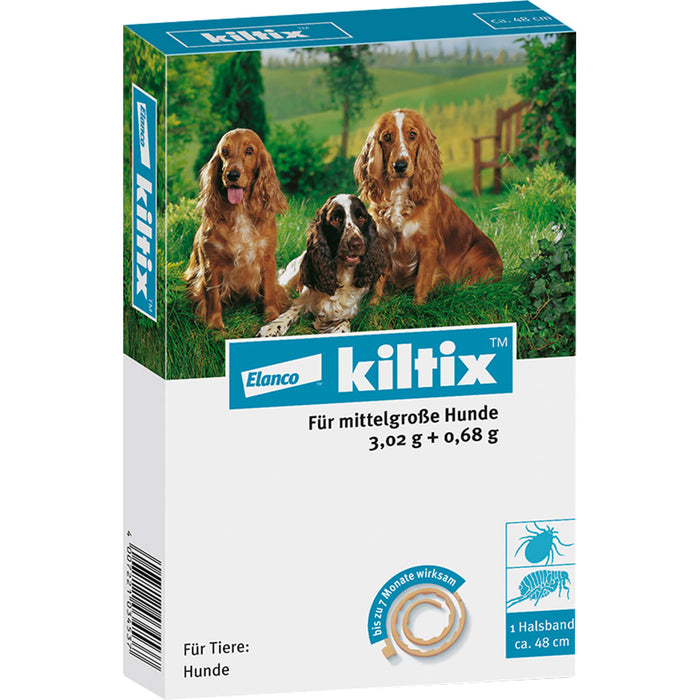 Elanco kiltix für mittelgroße Hunde Ektoparasitizid-Halsband gegen Zecken und Flöhe, 1 pc Collier