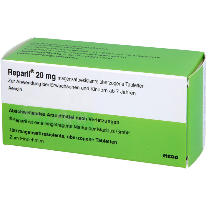 Reparil Dragees kohlpharma, 20 mg, magensaftresistente, überzogene Tablette, 100 St. Tabletten