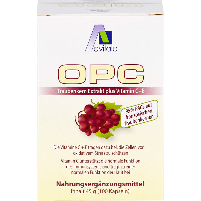 Avitale OPC Traubenkern-Extrakt plus Vitamin C+E Kapseln, 100 pc Capsules