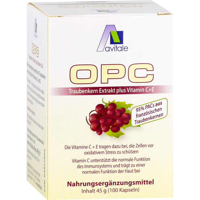 Avitale OPC Traubenkern-Extrakt plus Vitamin C+E Kapseln, 100 pcs. Capsules