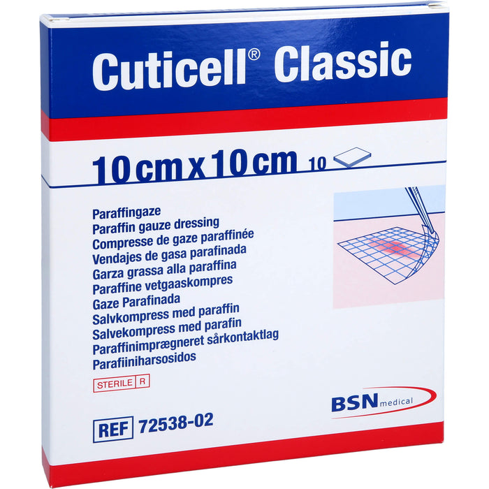 Cuticell Classic 10 x 10 cm Paraffingaze, 10 pc Gaze de plaie