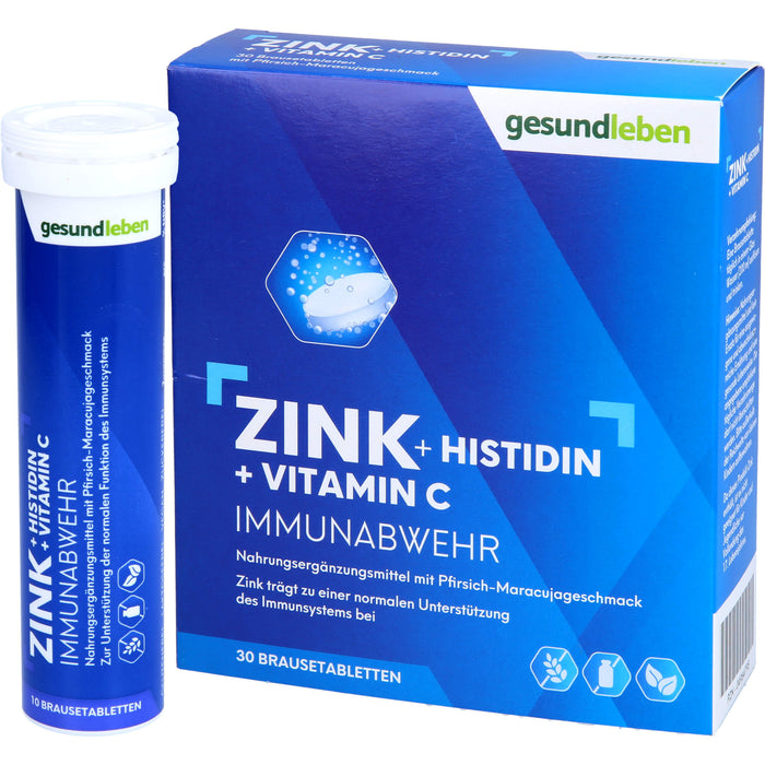 gesundleben Zink + Histidin + Vitamin C Brausetabletten, 30 pcs. Tablets