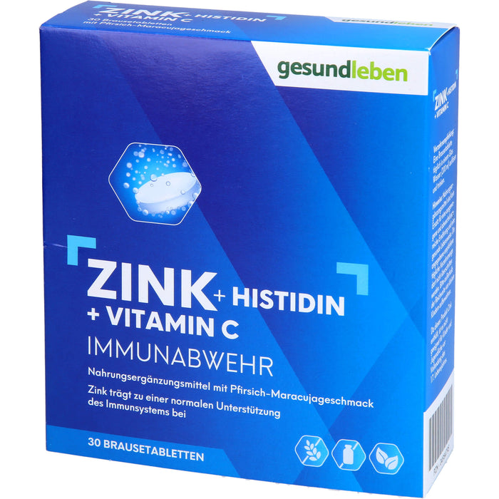 gesundleben Zink + Histidin + Vitamin C Brausetabletten, 30 pcs. Tablets