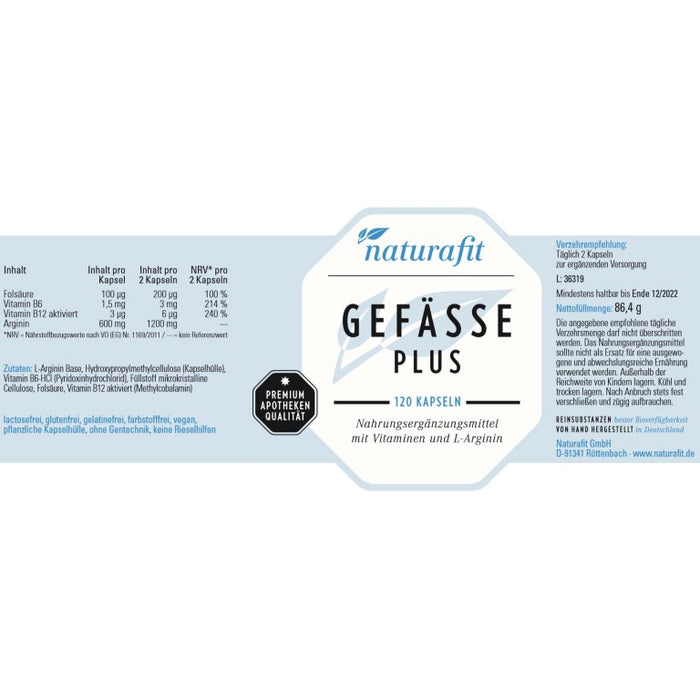 naturafit Gefäße Plus Kapseln, 120 pcs. Capsules