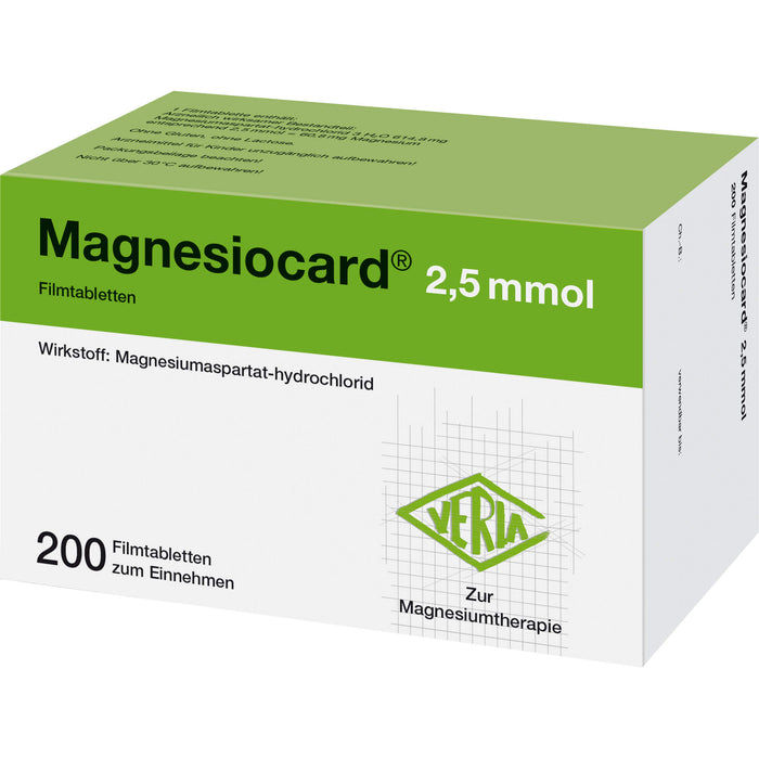 Magnesiocard 2,5 mmol Filmtabletten zur Magnesiumtherapie, 200 St. Tabletten