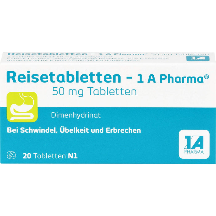 Reisetabletten - 1A Pharma bei Schwindel, Übelkeit und Erbrechen, 20 St. Tabletten