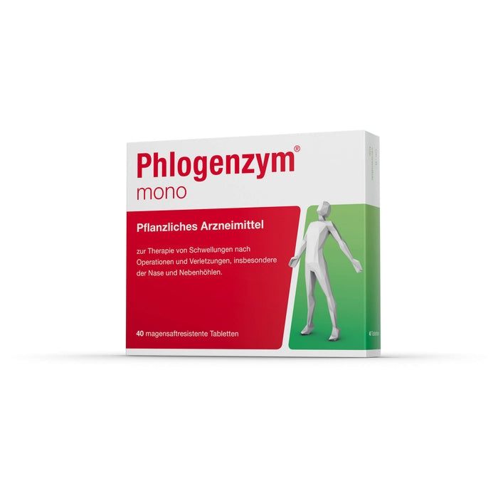 Phlogenzym mono Tabletten zur Therapie von Akuten Schwellungszuständen nach Operationen und Verletzungen, 40 pc Tablettes