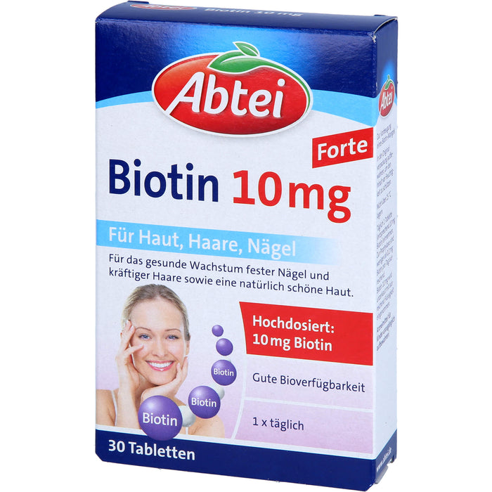 Abtei Biotin 10 mg Tabletten für Haut, Haare und Nägel, 30 pc Tablettes