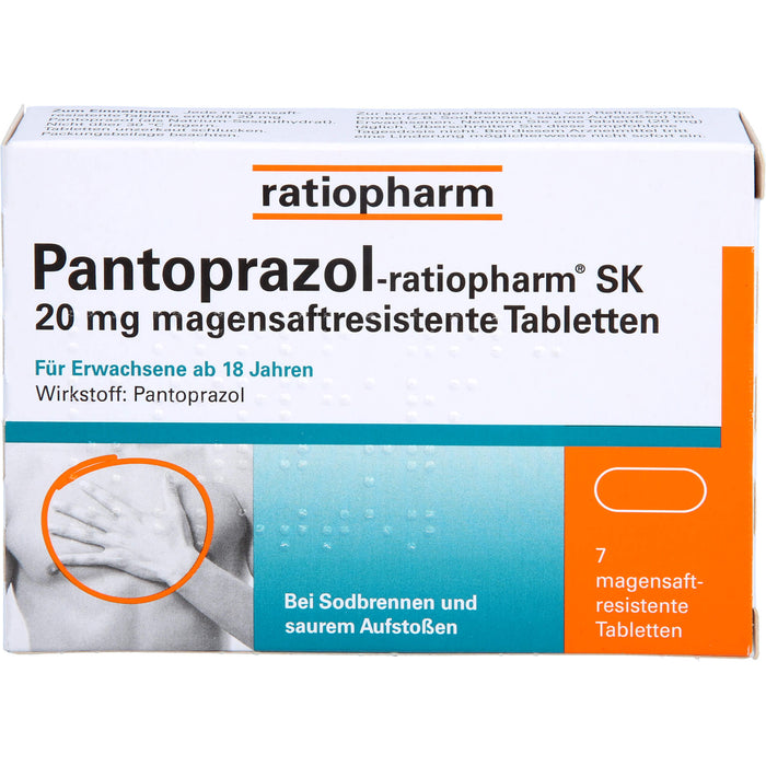 Pantoprazol-ratiopharm SK 20 mg Tabletten bei Sodbrennen, 7 pcs. Tablets