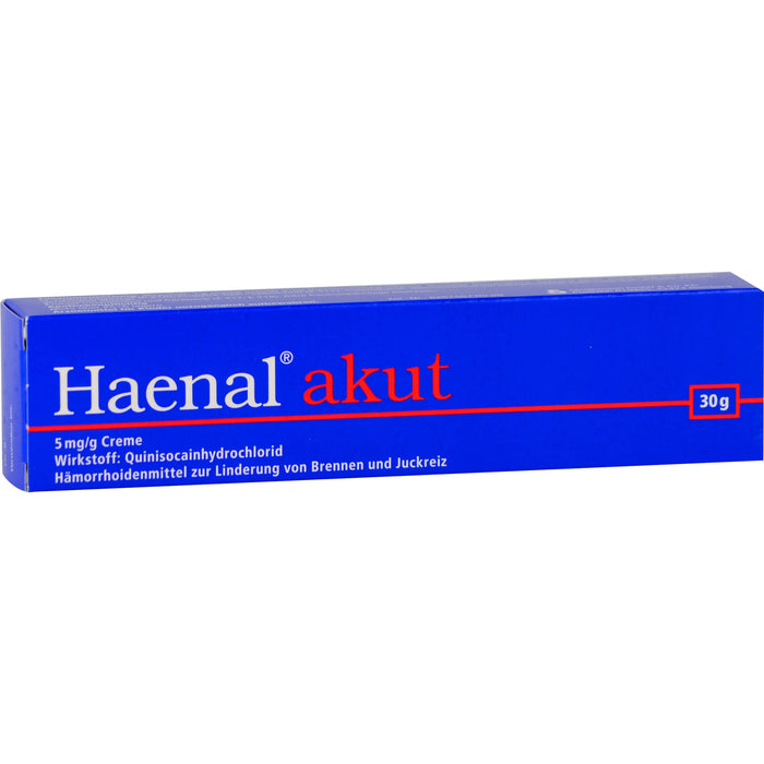 Haenal akut Creme Hämorrhoidenmittel  zur Linderung von Brennen und Juckreiz, 30 g Crème