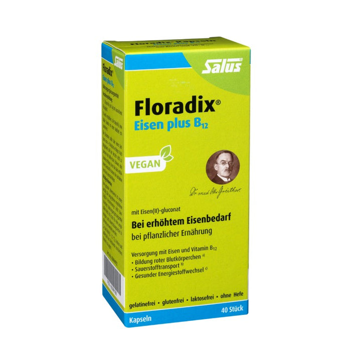 Floradix Eisen plus B12 vegan Kapseln, 40 pc Capsules