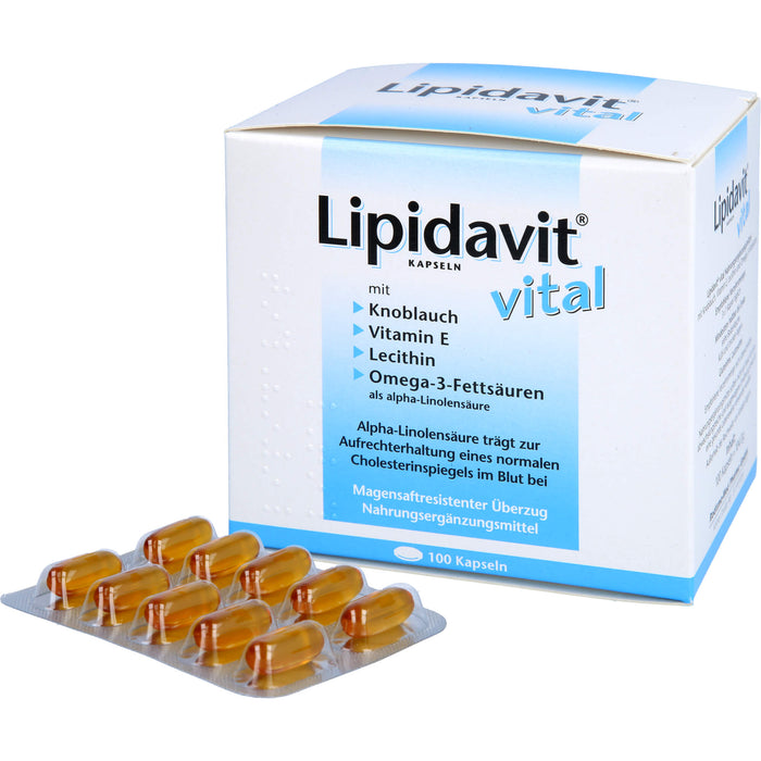 Lipidavit vital Kapseln trägt zur Aufrechterhaltung eines normalen Cholesterinspiegels im Blut bei, 100 pcs. Capsules